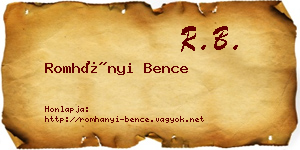 Romhányi Bence névjegykártya